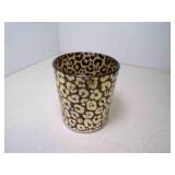 Gold Tone Animal Print Glass Candle Holder