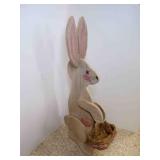 39' Tall Rustic Wood Standing Rabbit w/Basket