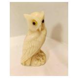 Carved White Alabaster Owl Figurine