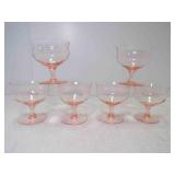 6 Vintage Pink Depression Glass Pedestal Glasses