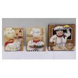 Vintage Italian Fat Chef 3D Resin Wall Plaques