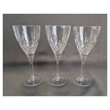 3 Beautiful Vintage Crystal Etched Wine Glasses