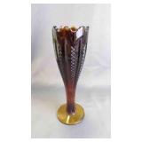 Vintage Tiara Exclusive Amber Etched Trumpet Vase