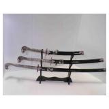 Decorative Triple Sword Display Set Cobra Handles