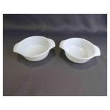 2 Vintage Anchor Hocking White Milk Glass Baking
