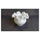 Vintage Ruffled Crimped Rose Trinket/Candy Bowl