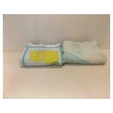 2 Vintage Quilted Nursery Crib Blankets