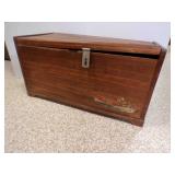 Vintage Wood Toy Box Hinged Lid & Metal Latch