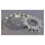 Vintage Silver Tray & Beaded Crown Ring Decoration