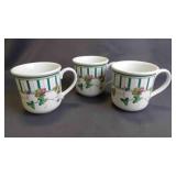 3 Lenox Brand 'Summer Terrace' Decorated Mugs