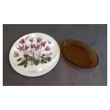 Vintage 3-Spoon Floral Rest & 1 Amber Glass Dish