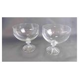 2 Vintage Crystal Champagne Coupe Clear Glasses