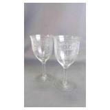 2 Beautiful Vintage Crystal Beverage Glass Goblets
