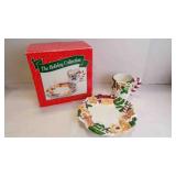 Vintage 'Cook's Bazaar' Holiday Ceramic Snack Set