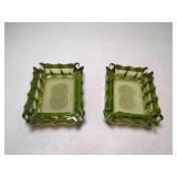2 Vintage 4' Fostoria Olive Green Glass Coin