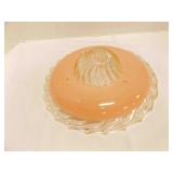 1930's Art Deco Pink & Clear Pressed Glass 3 Chain