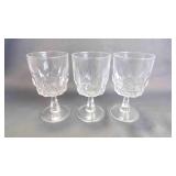 3 Vintage Etched 'Artic' Pattern Glass Goblets