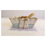'Mud Pie' Easter Bunny Stoneware Dip Bowl w/Knife