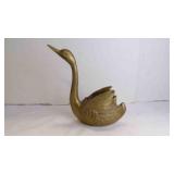 Vintage Solid Brass Swan Planter or Trinket Holder
