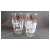 2 Vintage 'Amish Horse & Buggy' Gold Leaf Glasses