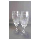 2 Vintage Elegant Vertical Facet Crystal Glasses