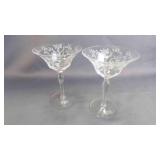 2 Elegant Vintage Crystal Sherbet/Beverage Glasses