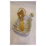 'Mud Pie' Easter Bunny Stoneware Dip Bowl w/Knife