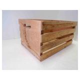 Wood Slat Storage Crate w/Cut Out Handles