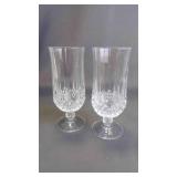 2 Vintage 'Longchamp' Pattern Footed Tea Glasses