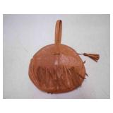 Vintage Brown Leather Fringe Bag w/Top Handle &