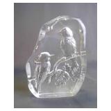 Vintage Lead Crystal Reverse Etched Paperweight