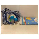 1990's Quilted Baby Diaper Bag with 2 Vintage