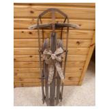57' Vintage Wood & Metal Sled Used as Rustic