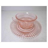 1930's Pink Depression Glass Teacup & Matching