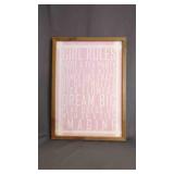 Modern Pink Framed Wall Art w/Written 'GIRL RULES'