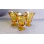 3 Vintage Amber Heavy-Glass Footed Drink Goblets