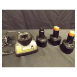 DeWalt Charger, 3 Battery Packs