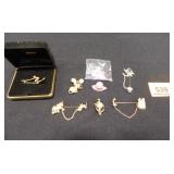 Avon Pins; 7 Items; Six in Original Boxes