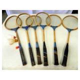 Badminton Rackets-(6); 2-Shuttlecocks; Vintage