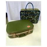 Luggage-2 pieces; Vintage; 1-Fabric; 1-Hard Case