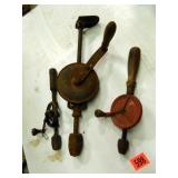 Vintage Drills; Wooden Handles; Some Rust