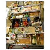 Metal Tackle Box w/Contents; See pics