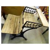 Antique School Desk; Iron Frame w/Wood