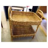 Wicker Display w/2 Removable Wicker Baskets