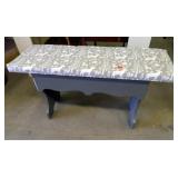 Wooden Bench w/fabric seat; 14" x 38" x 20¾"
