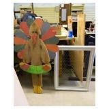 Turkey yard deco; silver frame w/chicken wire