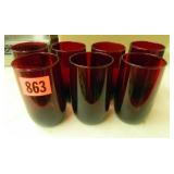 Ruby Red Glassware; (7); Drinking Glasses; 4¼" h.