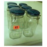 Glass Jar w/Bales; Turquoise Lids; 9¼" h.; (6)