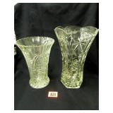 Vases; (2); 1-10¼" h.; 1-8¼" h.; Patterned Glass