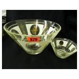 Bowls (2) w/Wheat Design; Large-6" h. x 10½" diam